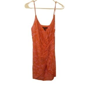 Forever 21 Pink/Orange Floral Tank Top Dress with V Neck and Rouching